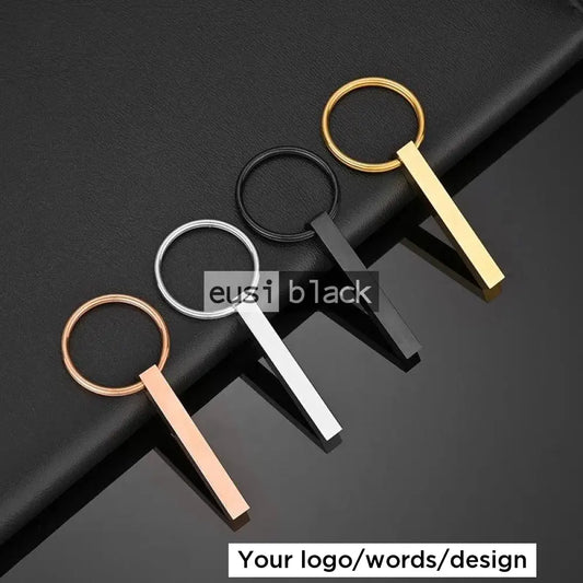 3D cube metallic key chain Black