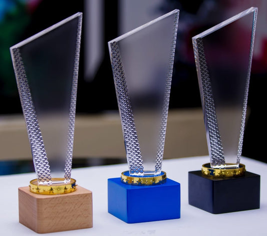 Tall slanted top crystal award