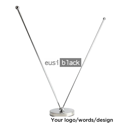 Adjustable metallic double table flag holder - A3 - Silver / Table flag holder only