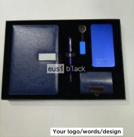 Black Hamper Set with Power Bank Blue