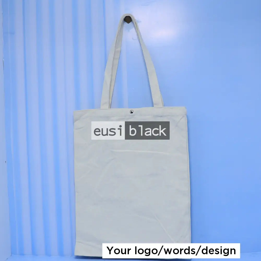 Buttoned with pocket canvas tote bag