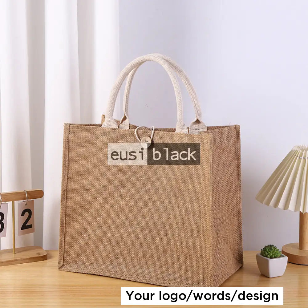 Buttoned tote jute bag A3 landscape
