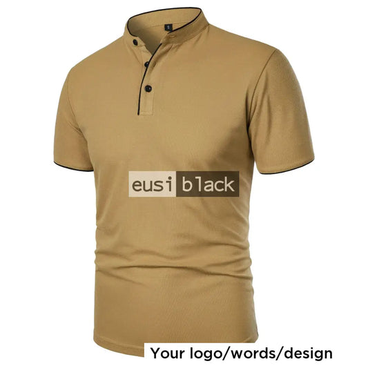 Chinese collar polo shirt Caramel / S