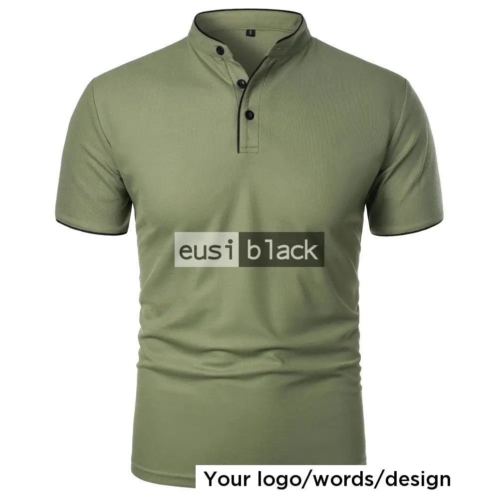 Chinese collar polo shirt Green / S