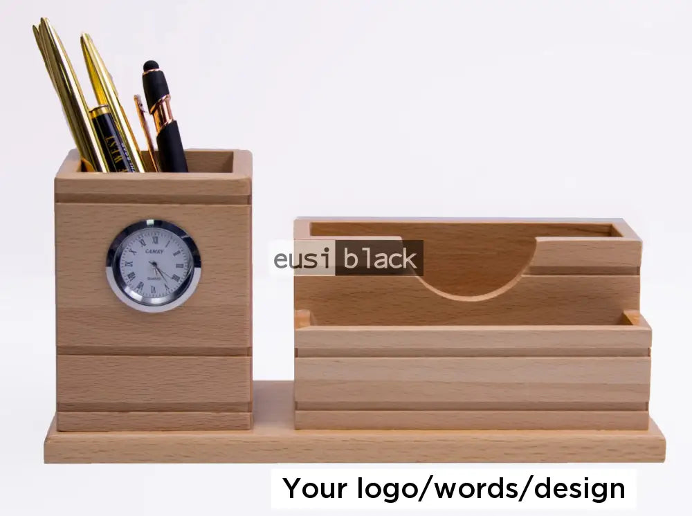 Clock tower wooden desk organizer