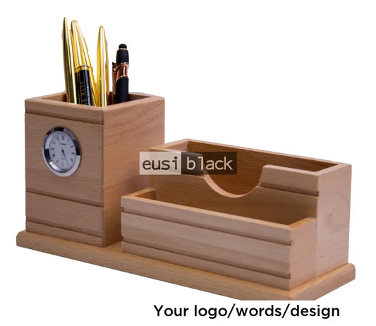 Clock tower wooden desk organizer