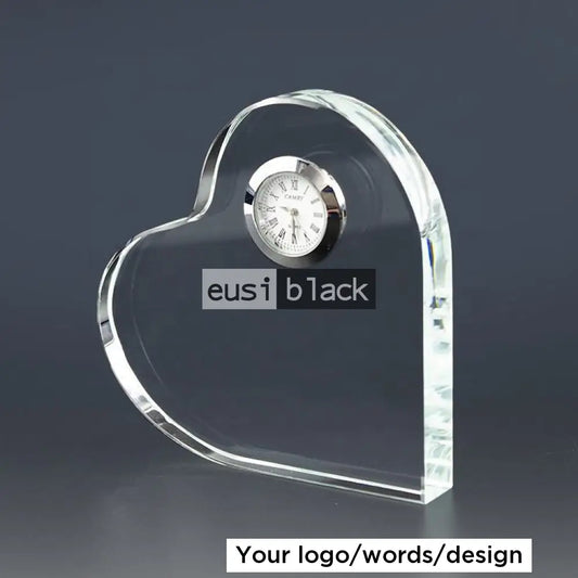 Clocked Love Heart Crystal Award