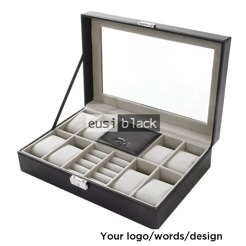 Combined Leather Watch Organizers 8 watches + rings + jewelry