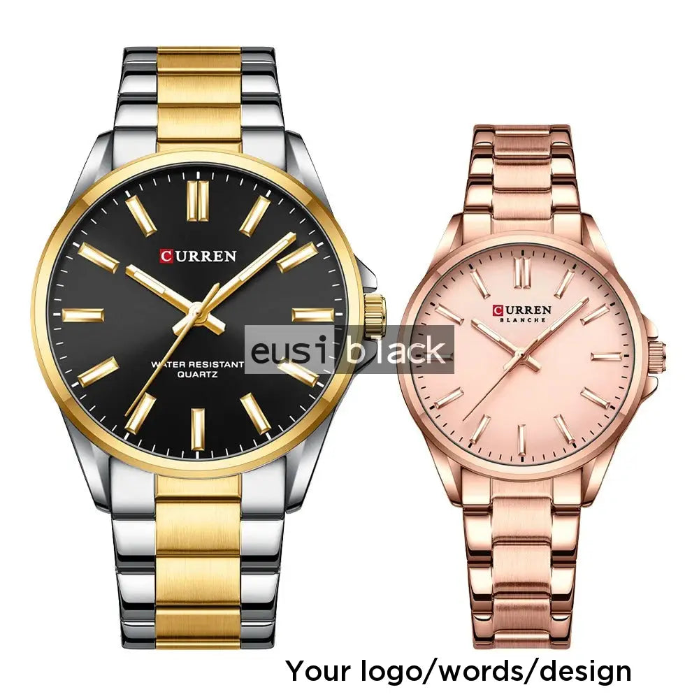 Couple’s two tone metallic watches Black & rose gold