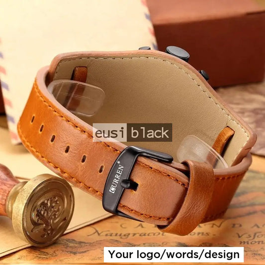 Curren double strap leather watch