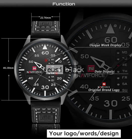 Daily date leather watch