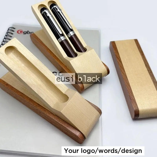 Display wooden pen case
