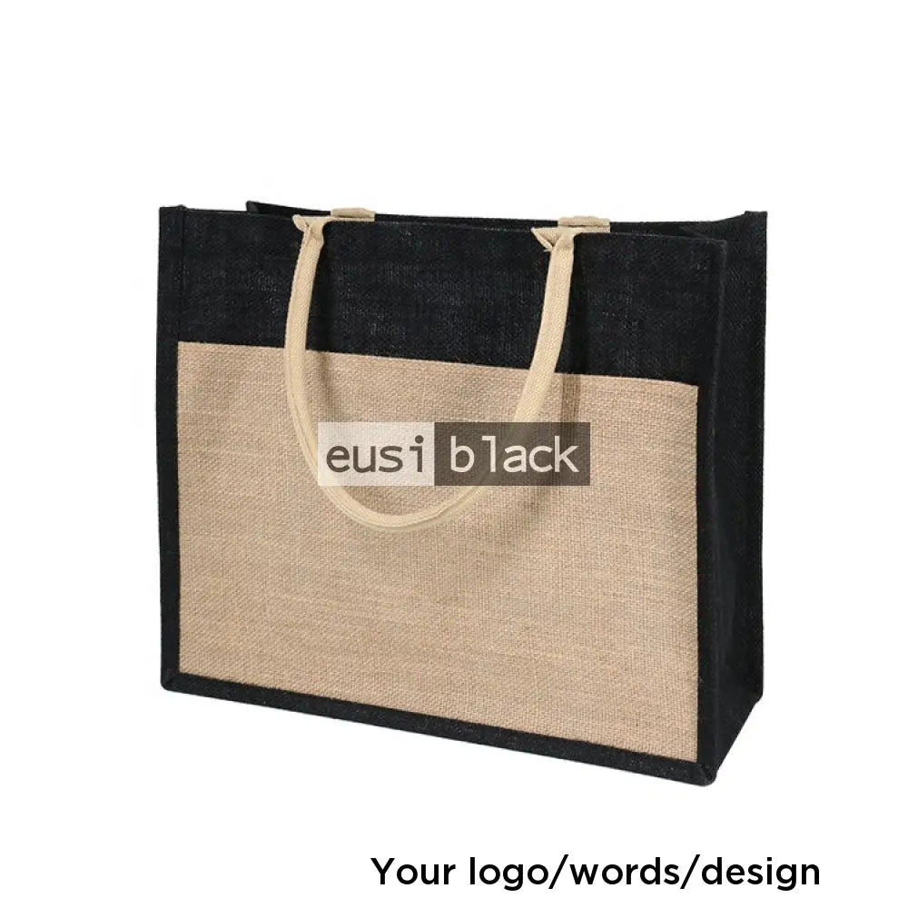 Double layered buttoned jute bag Black / B4
