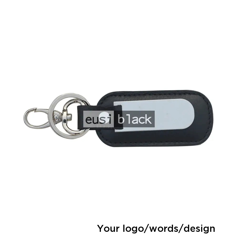 Double ringed leather metallic key chain