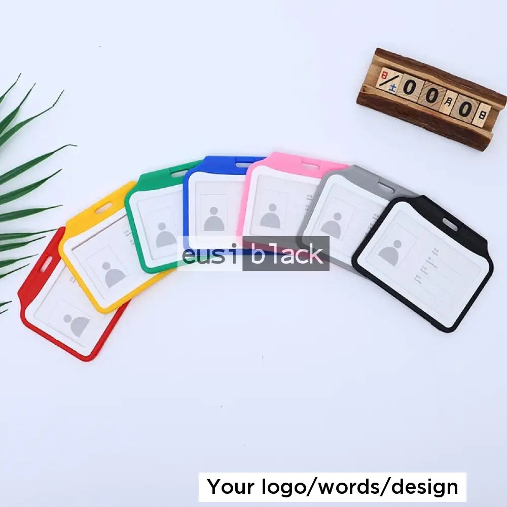 Dual color staff ID name tag pocket | Landscape Black