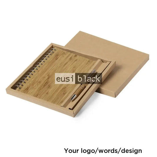Eco-wooden spiral notebook set | A5