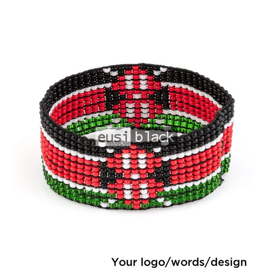 Elastic Kenyan beaded wrist band - Thick