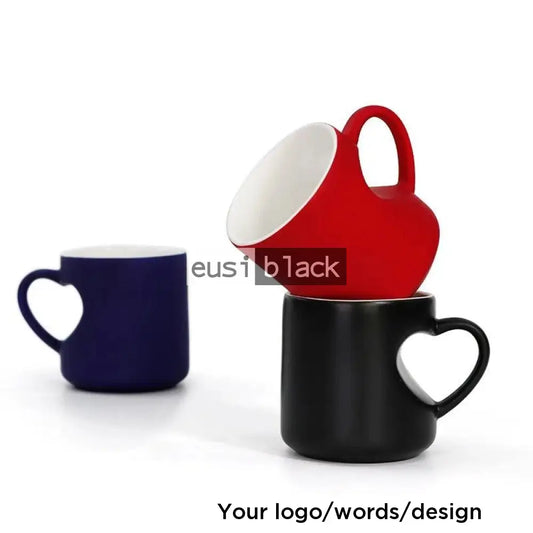 Etched love heart magic mug Red