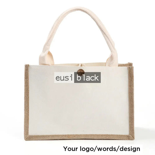 Full canvas tote jute bag