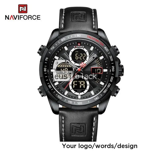 Full grain leather watch Black