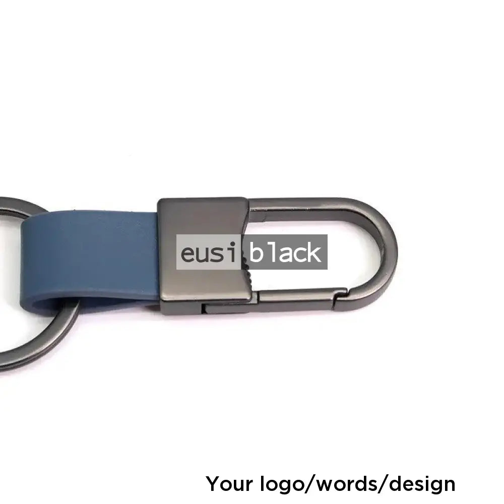 Hang to loop met-leather key chain Blue