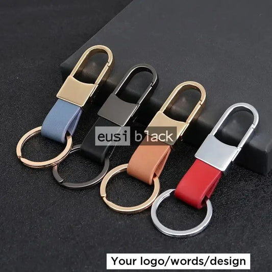 Hang to loop met-leather key chain Red