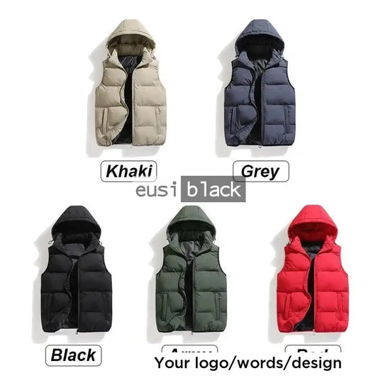 Hooded sleeveless puff jacket