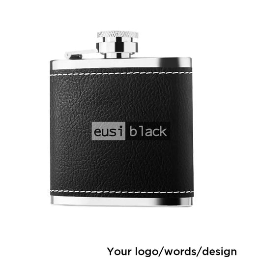 Leather Coated Hip Flask Set 150ml