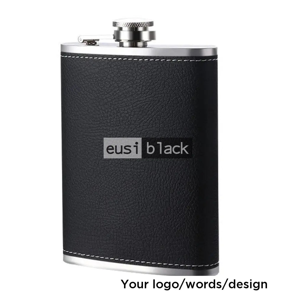 Leather Coated Hip Flask Set 220ml