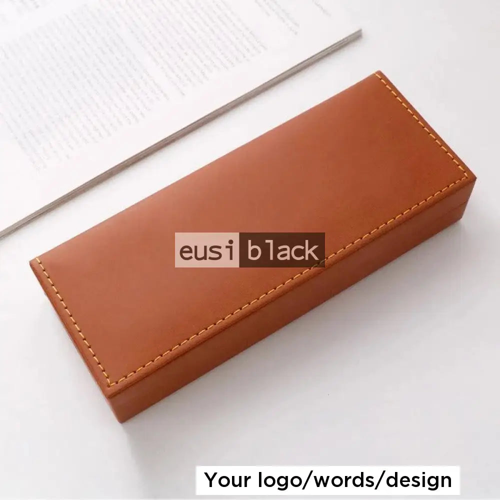Leather pen case Brown