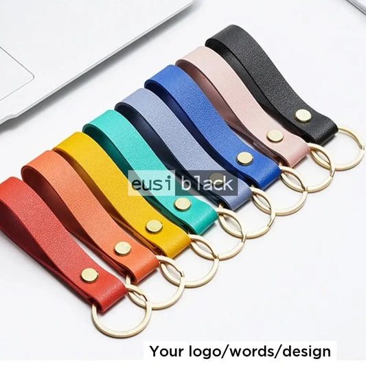 Leather strip key chain