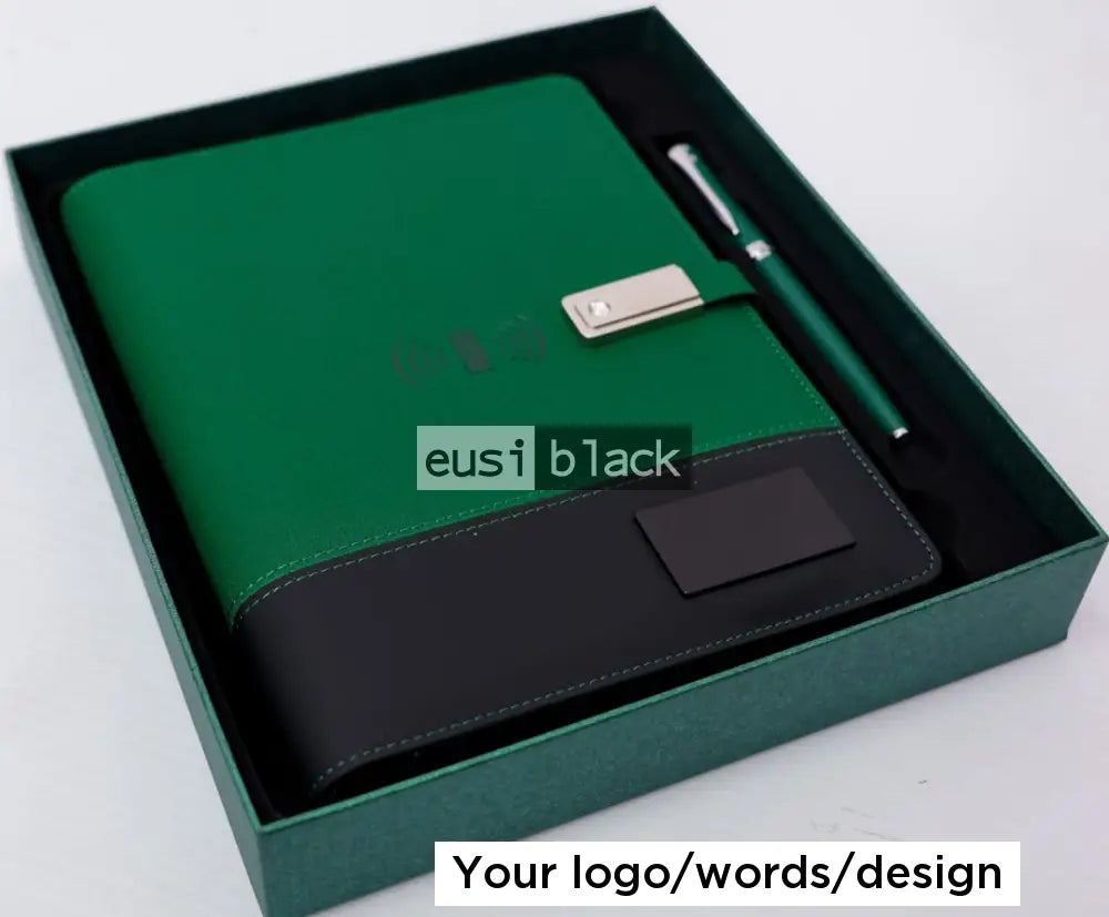 LED inbuilt power bank notebook set Green