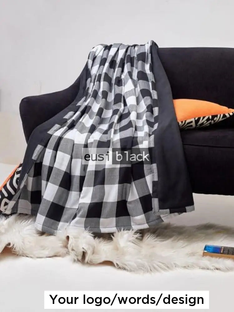 Maasai Fleece Blanket Shuka Black White