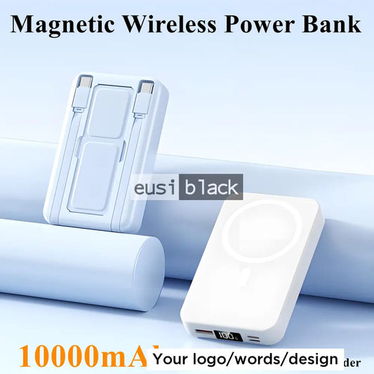 Magnetic wireless cabled power bank - 10,000mAH