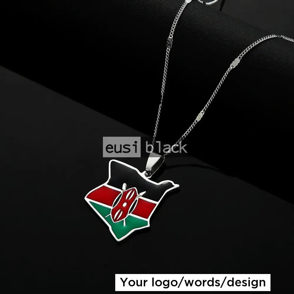 Map of Kenya necklace Silver
