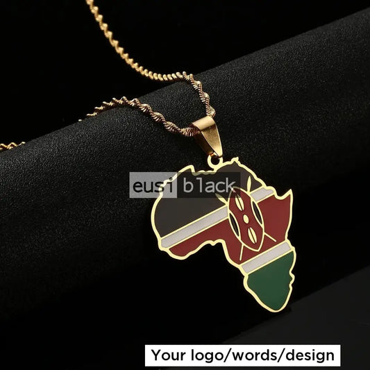 Map of Africa necklace Gold