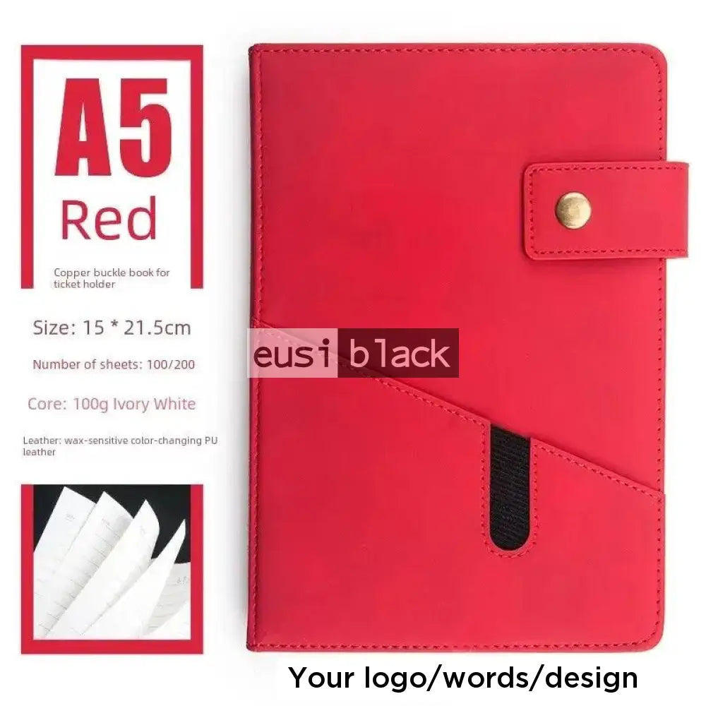 Notebook with phone pouch | A5 Red