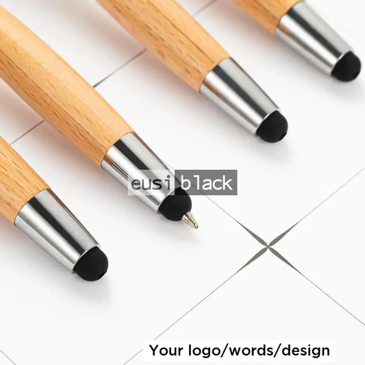 Oval Clipped Wooden Stylus Pen