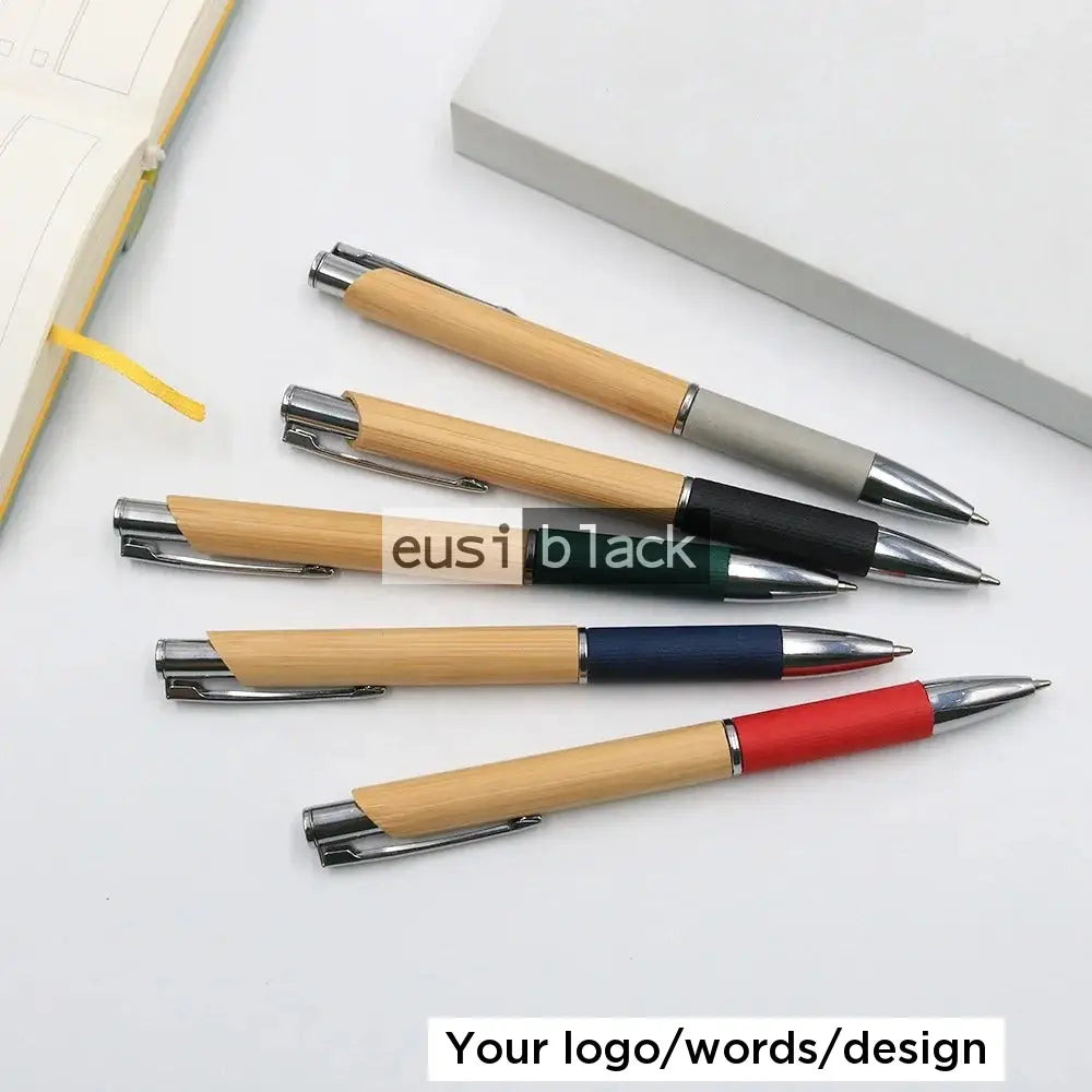 Plastic wood square click pen Grey