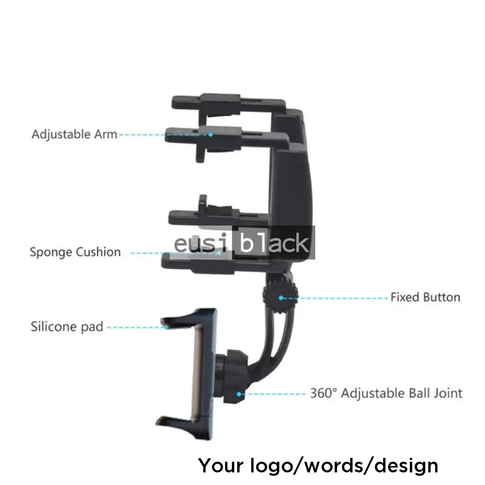 Rear view mirror phone holder