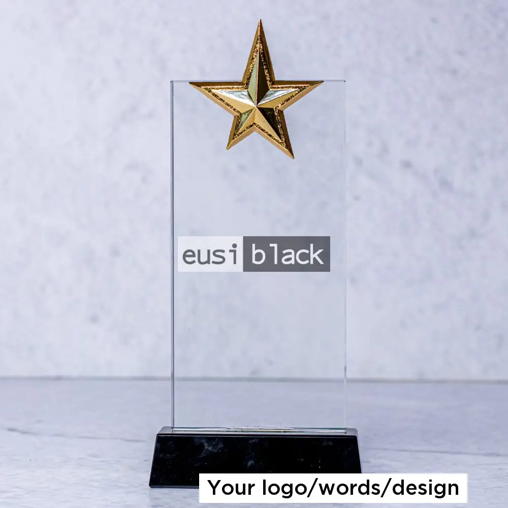 Rectangular 5 starred crystal award