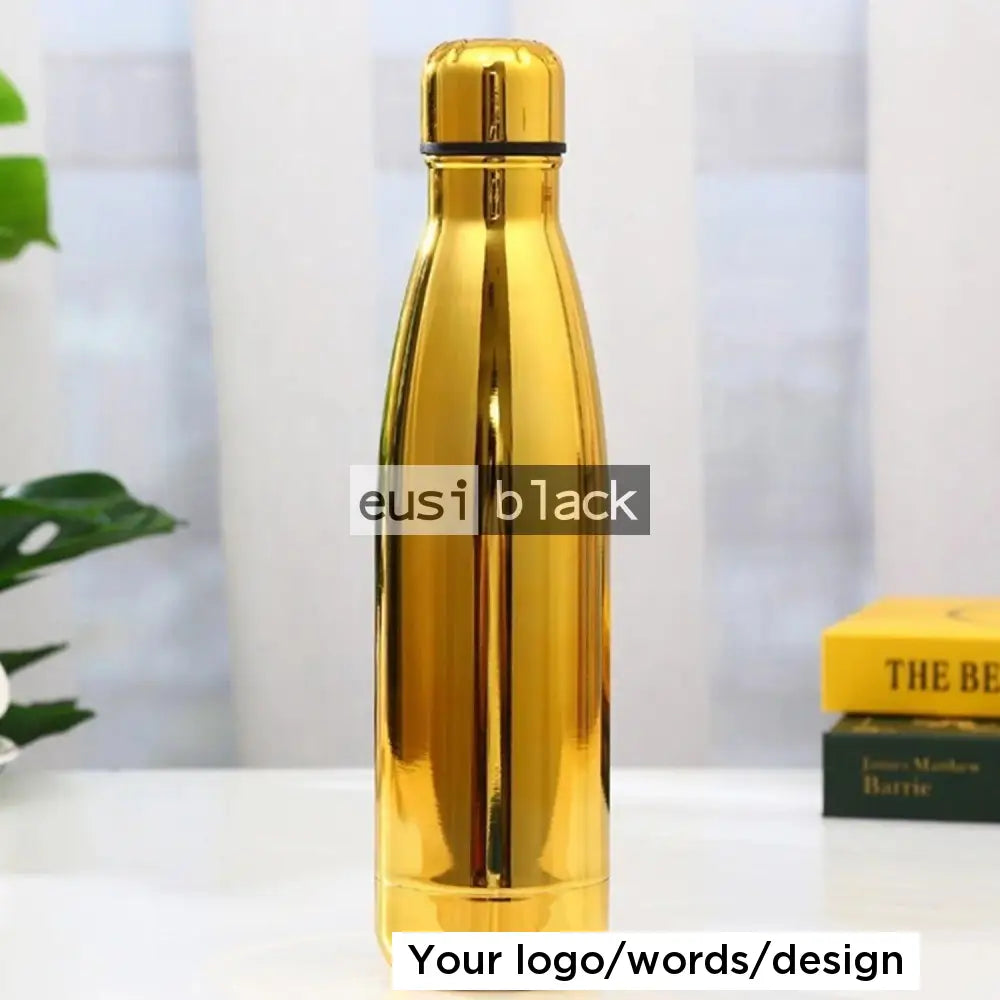 Shinny mirror thermal water bottle Yellow gold