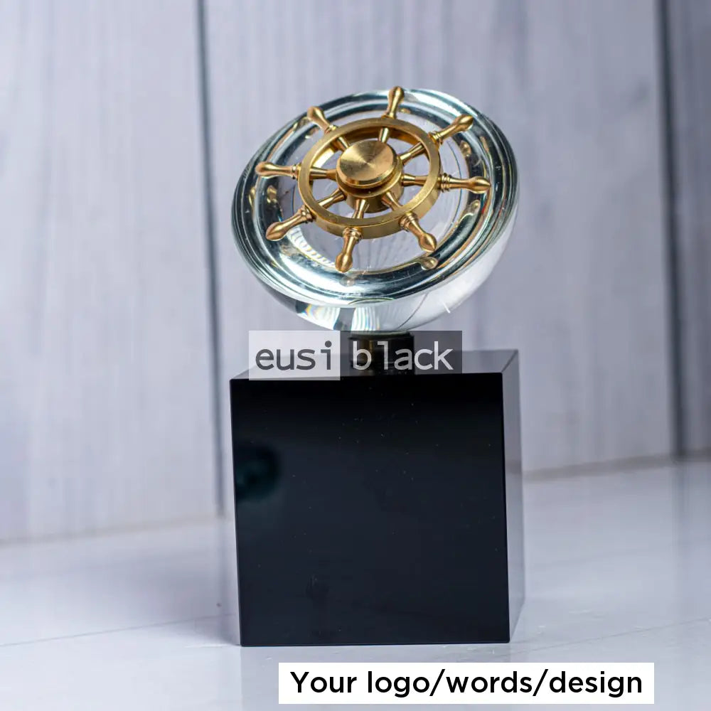 Ship steering helm crystal award
