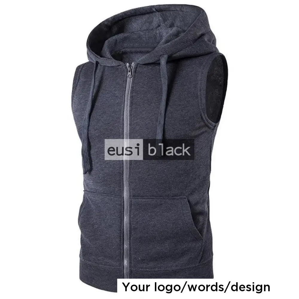 Personalized sleeveless hoodie Dark grey / S