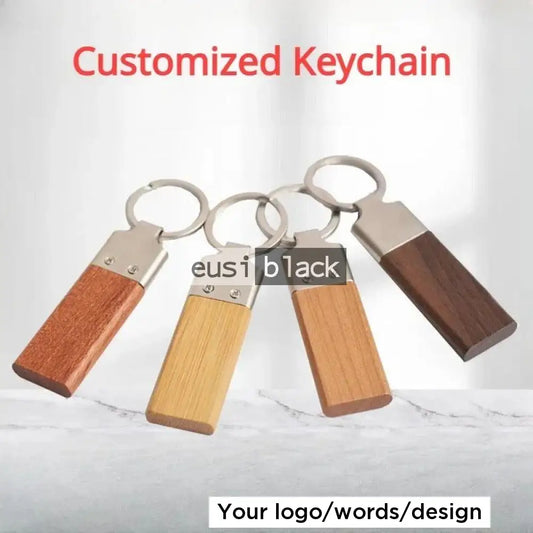 Slim metallic & wooden key chain