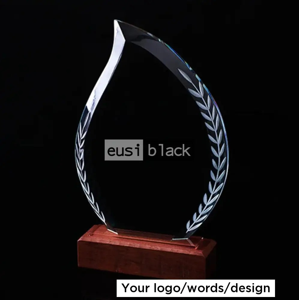 Teardrop Crystal Award Wood Base