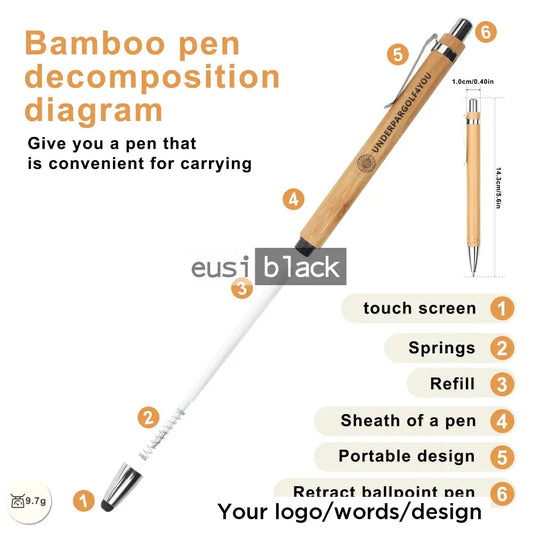Tilted Clip Wooden Stylus Pen