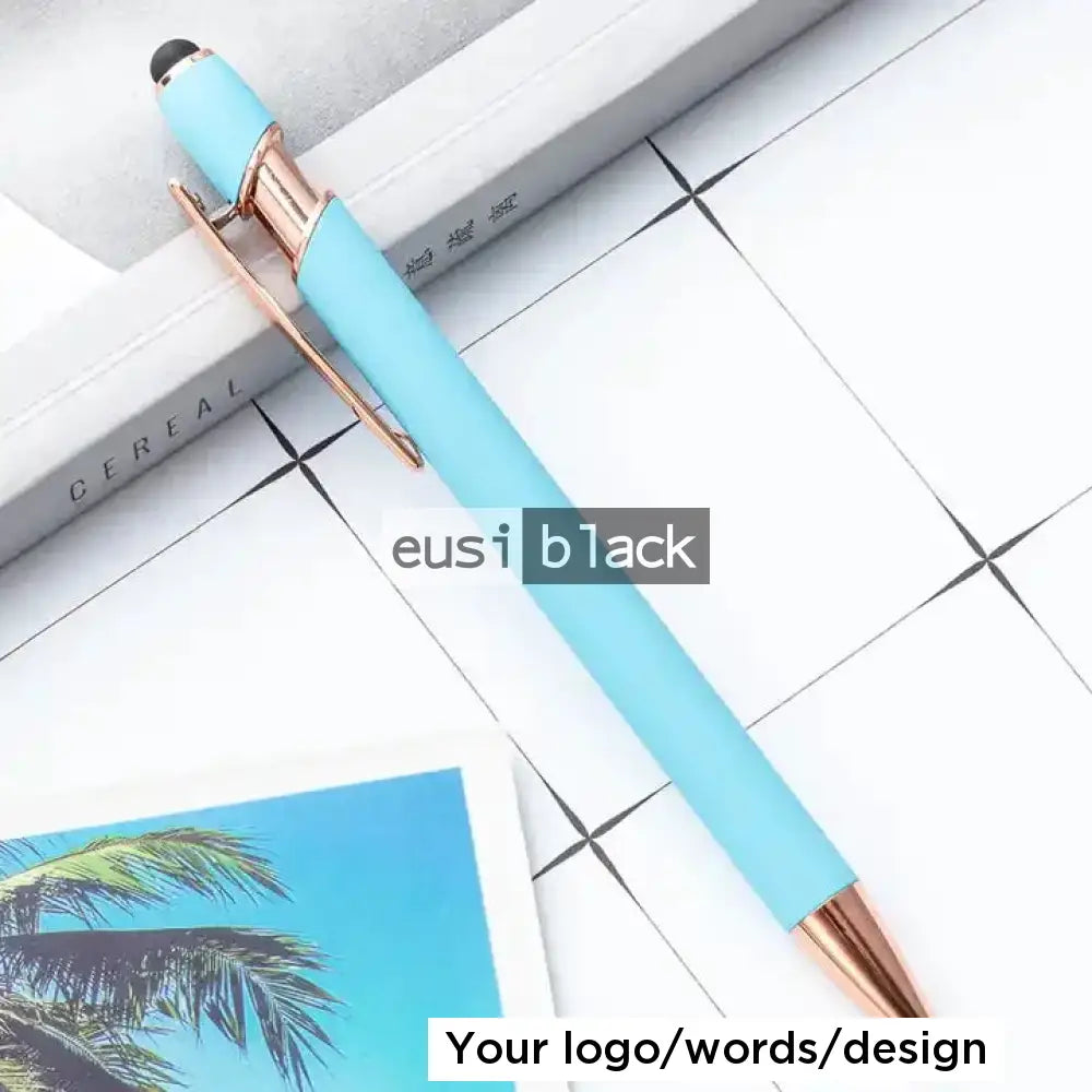 Two stripe rose gold metallic pen - White