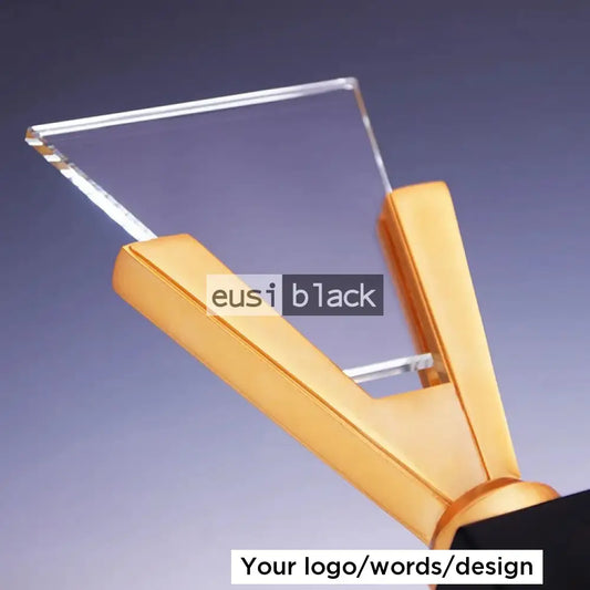 V Shaped Crystal Trophy Award