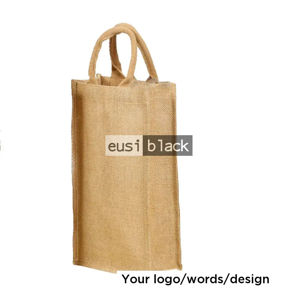 Wine carrying tote jute bag 2 bottles